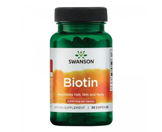 Купить Биотин ( Biotin )  5000mcg - 30 caps - Swanson, фото , характеристики, отзывы