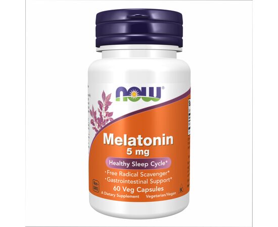 Придбати Мелатонін ( Melatonin)  5 mg - 60 vcaps - Now Foods, image , характеристики, відгуки