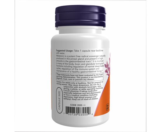 Придбати Мелатонін ( Melatonin)  5 mg - 60 vcaps - Now Foods, image , зображення 3, характеристики, відгуки