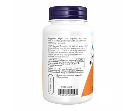 Купить Габа ( GABA ) 750mg - 100 vcaps - Now Foods, фото , изображение 3, характеристики, отзывы