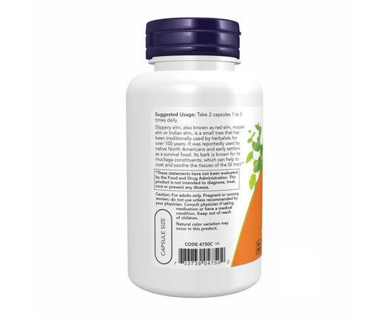 Придбати Slippery Elm 400 mg - 100 vcaps, image , зображення 3, характеристики, відгуки