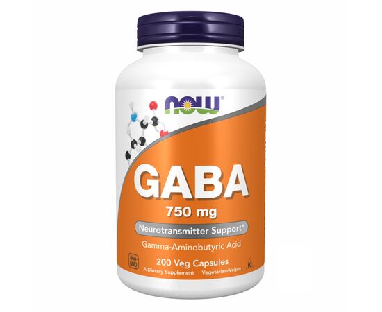 Придбати Габа ( GABA ) 750 mg - 200 vcaps - Now Foods, image , характеристики, відгуки