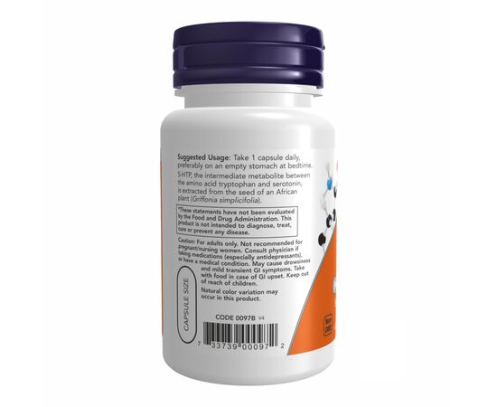 Купить 5-гидрокситриптофан, 5-HTP 50mg - 90 vcaps - NOW FOODS, фото , изображение 3, характеристики, отзывы