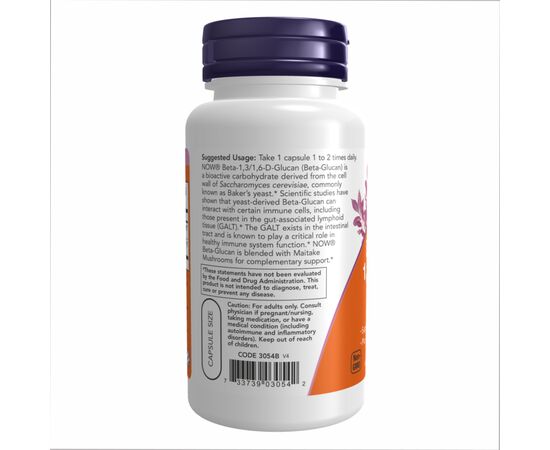 Придбати Бета-Глюкан  ( Beta-1,3/1,6-D-Glucan ) 100mg - 90 vcaps - NOW FOODS, image , зображення 3, характеристики, відгуки