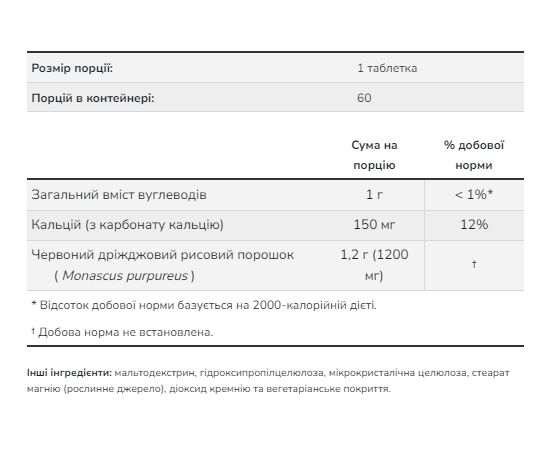 Купить Red Yeast Rice Extract 1200mg - 60 tabs, фото , изображение 2, характеристики, отзывы