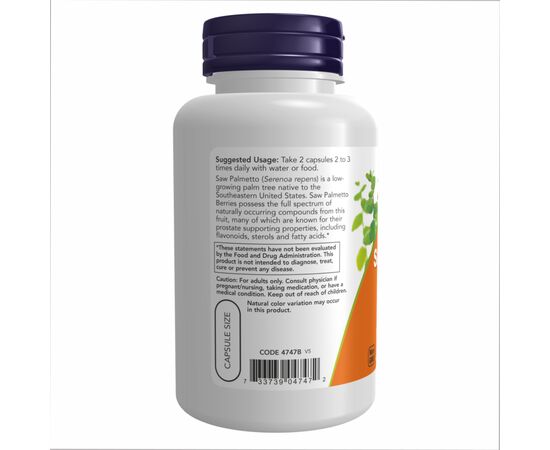 Придбати Ягоди сереної ,  Saw Palmetto 550mg - 250 vcaps - Now Foods, image , зображення 3, характеристики, відгуки