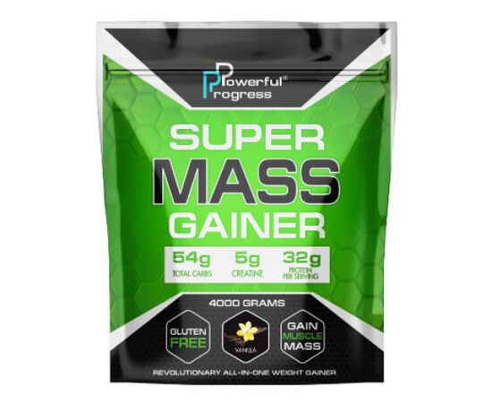 Купить Гейнер, Super Mass Gainer - 4000g Creme brulee (Крем брюле) - Powerful Progress, фото , характеристики, отзывы