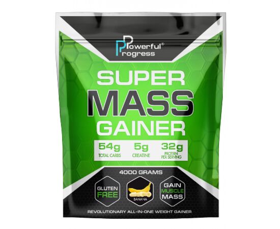 Купить Гейнер, Super Mass Gainer - 4000g Банан (Банан) - Powerful Progress, фото , характеристики, отзывы