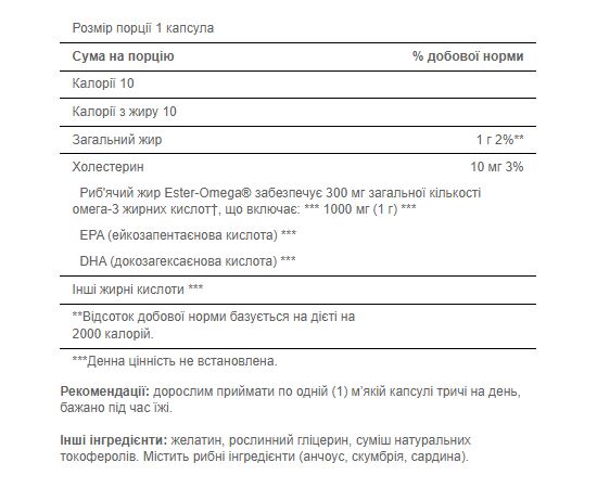 Купить Omega 3 1000mg - 250softgels, фото , изображение 2, характеристики, отзывы