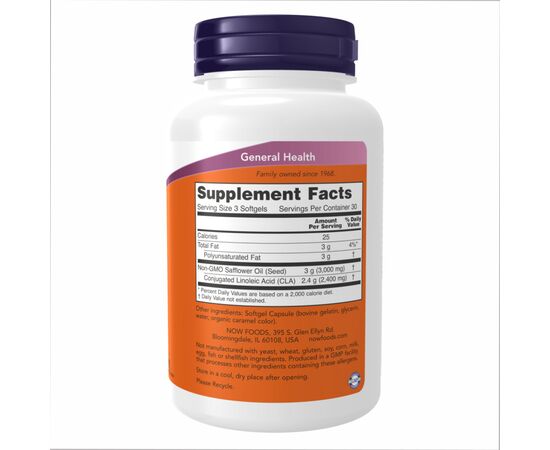 Купить Конъюгированная линолевая кислота (CLA)  800mg - 90 softgels - NOW Foods, фото , изображение 2, характеристики, отзывы