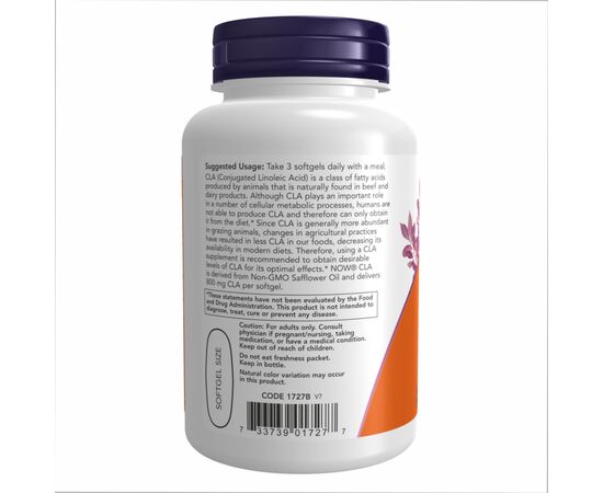 Купить Конъюгированная линолевая кислота (CLA)  800mg - 90 softgels - NOW Foods, фото , изображение 3, характеристики, отзывы