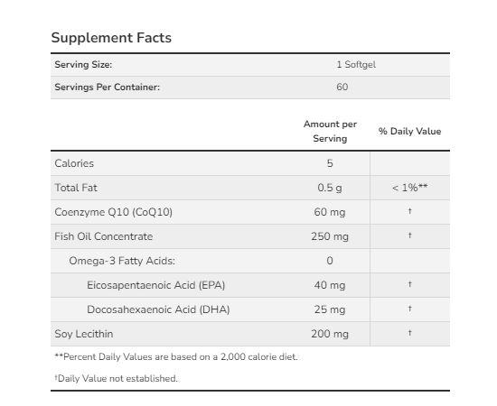 Купить CoQ10 60mg with Omega-3 - 60 sgels, фото , изображение 2, характеристики, отзывы