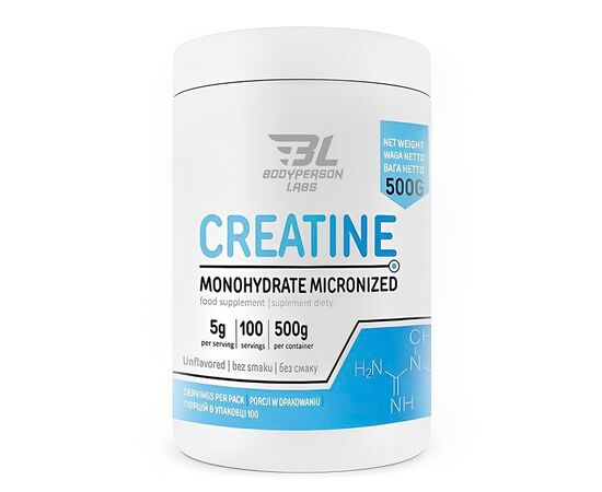 Придбати Креатин Моногидрат, ( Creatine monohydrate) - 500g Pure ( Без смаку) - Bodyperson Labs, image , характеристики, відгуки