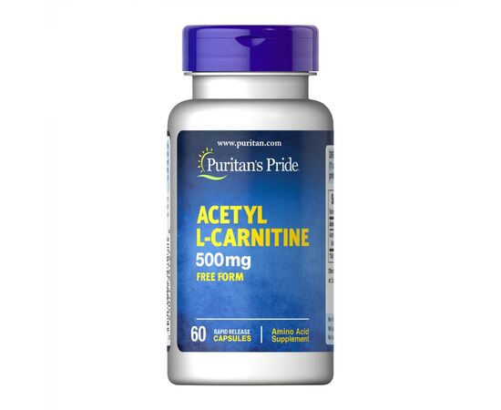 Придбати Ацетил L-Карнітин ( Acetyl L-Carnitine)  500 mg - 60 Capsules - Puritans Pride, image , характеристики, відгуки