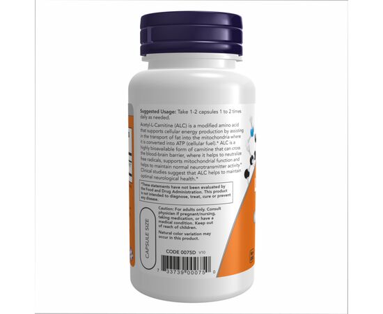 Купить Acetyl L-Carnitine 500mg - 100 vcaps, фото , изображение 3, характеристики, отзывы