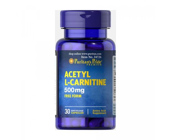 Придбати Ацетил L-Карнітин ( Acetyl L-Carnitine)  500mg - 30caps - Puritans Pride, image , характеристики, відгуки