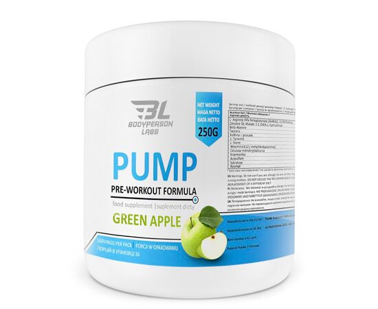 Купить Предтренировочный комплекс, Pre-Workout Formula - 250g Green apple (Зеленое яблоко) - Bodyperson Labs, фото , характеристики, отзывы