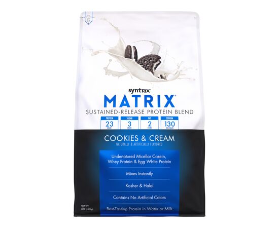 Купить Протеин, Matrix 5.0 - 2270g Cookies Cream (печенье с кремом) - Syntrax, фото , характеристики, отзывы