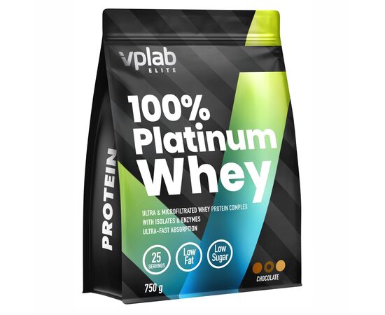 Купить Сывороточный протеин 100% Platinum Whey - 750g  Chocolate (Шоколад ) - VPLab, фото , характеристики, отзывы