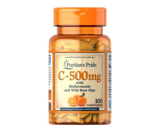 Придбати Vitamin C-500 mg with Bioflavonoids and Rose Hips - 100 Caps, image , характеристики, відгуки