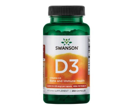 Купить Витамин Д3, D-3 High Potency Vitamin 1000iu - 250caps - Swanson, фото , характеристики, отзывы