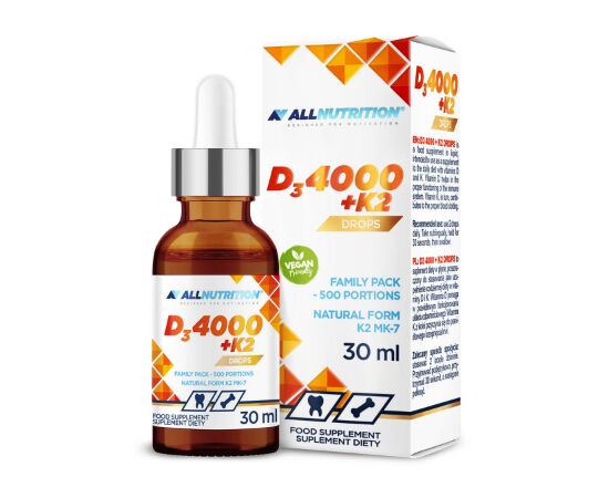 Купить Витамин Д3, D3 4000drops K2 - 30ml - Allnutrition, фото , характеристики, отзывы