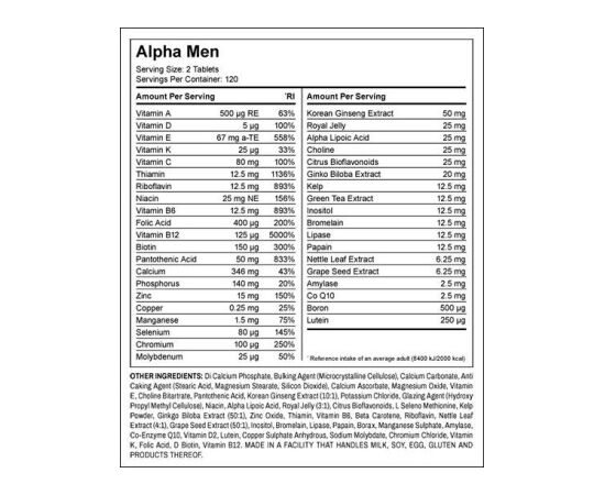 Придбати Alpha Men - 240tabs, image , зображення 2, характеристики, відгуки