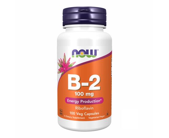 Купить Витамин В2, ( B-2 ) 100mg - 100 caps - NOW FOODS, фото , характеристики, отзывы