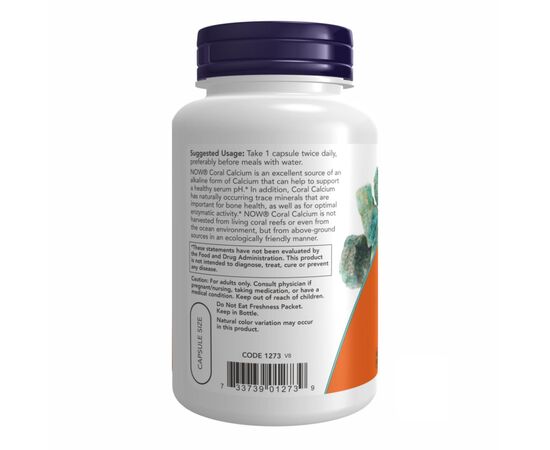 Купить Коралловый кальций (Coral Calcium)  1000mg - 100 vcaps - Now Foods, фото , изображение 3, характеристики, отзывы