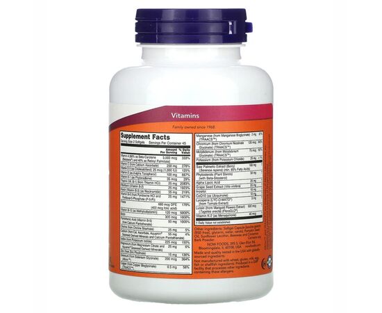 Купить Мужские мультивитамины Adam - 90 softgels - NOW FOODS, фото , изображение 2, характеристики, отзывы