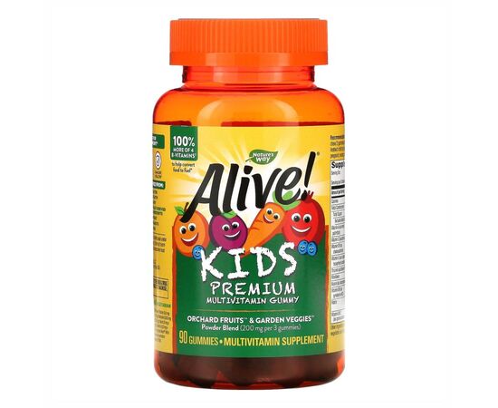 Купить Мультивитамины для детей, Premium Kids Multivitamin - 90 gummies Cherry, Orange, Grape ( Вишня, Апельсин, Виноград ) - Nature's Way, фото , характеристики, отзывы