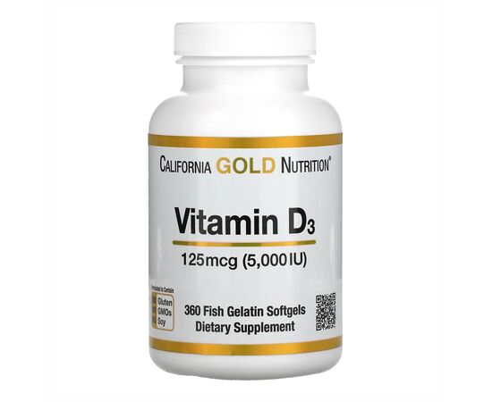 Купить Vitamin D3 125mcg (5000IU) - 360 fish softgels, фото , характеристики, отзывы