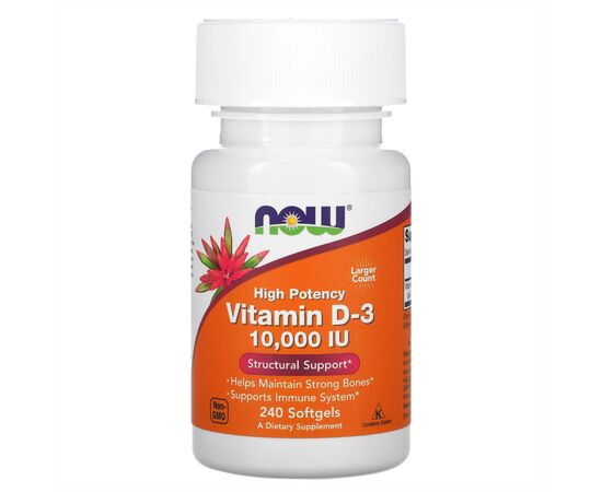 Придбати Вітамін D-3 ( VIT D-3 10,000 IU ) - 240 sgels  - Now Foods, image , характеристики, відгуки