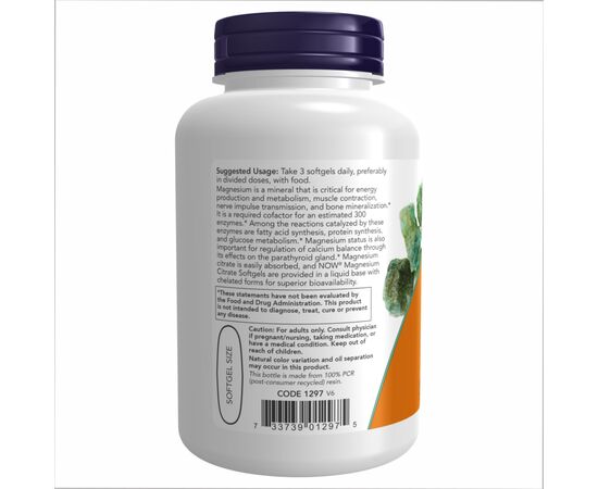 Купить Magnesium Citrate 134mg  - 180 sgels, фото , изображение 3, характеристики, отзывы