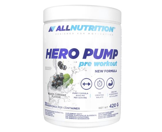 Купить Предтренировочный стимулятор Hero Pump Pre Workout - 420g Strawberry (Клубника) - All Nutrition, фото , характеристики, отзывы