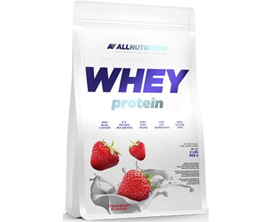 Купить Сывороточный протеин Whey Protein - 900g Strawberry (Клубника) - All Nutrition, фото , характеристики, отзывы