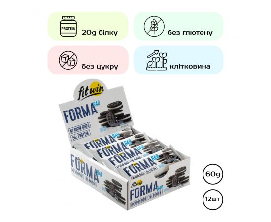 Придбати Forma Bar - 12x60g Cookies and Cream, image , характеристики, відгуки