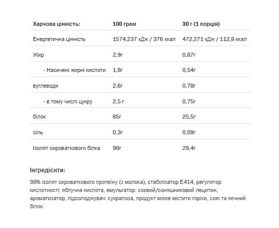 Придбати Isolate Protein - 908g White Chocolate Raspberry, image , зображення 2, характеристики, відгуки
