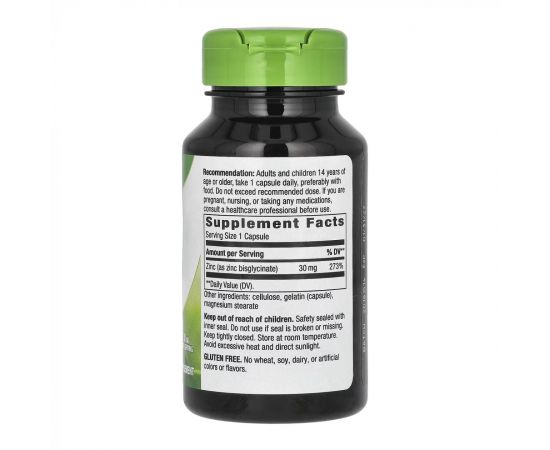 Придбати Zinc 30mg - 100 caps, image , зображення 2, характеристики, відгуки