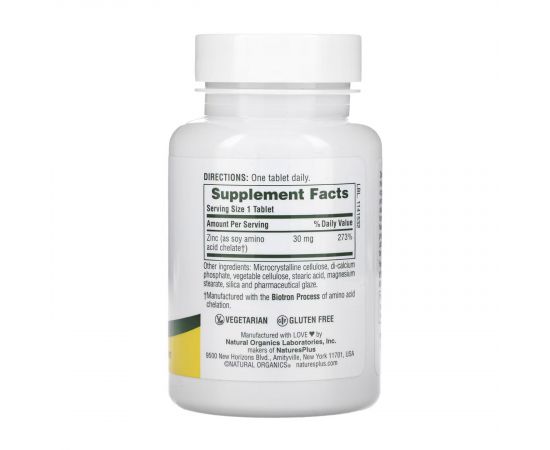 Придбати Zinc 30mg - 90 tabs, image , зображення 2, характеристики, відгуки