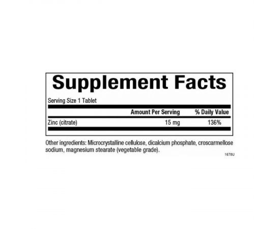 Придбати Zinc Citrate 15mg - 90 tabs, image , зображення 2, характеристики, відгуки