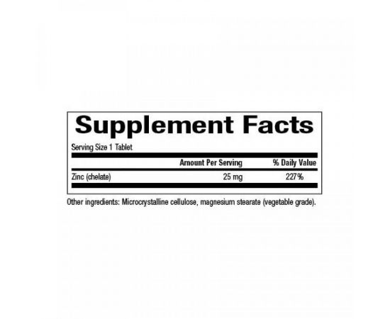 Придбати Zinc Chelate 25mg - 90 tabs, image , зображення 2, характеристики, відгуки