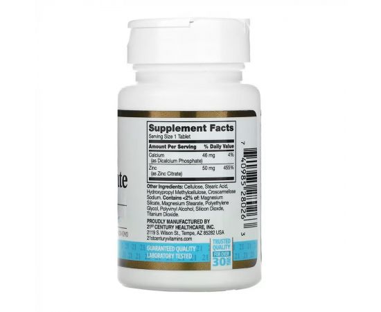 Придбати Zinc Citrate 50 mg - 60 tabs, image , зображення 2, характеристики, відгуки