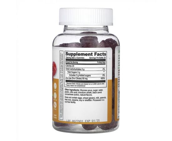 Придбати Zinc 50mg Adult - 60 gummies, image , зображення 2, характеристики, відгуки