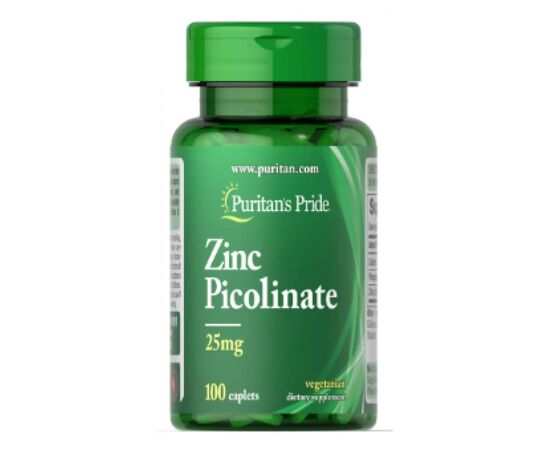 Купить Цинк пиколинат (Zinc Picolinate) 25 mg-100 Caplets - Puritans Pride, фото , характеристики, отзывы