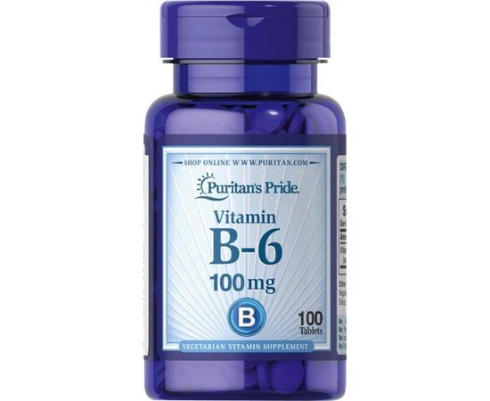 Купить Витаминный комплекс Vitamin B-6 (Pyridoxine Hydrochloride) 100mg - 100tabs - Puritans Pride, фото , характеристики, отзывы