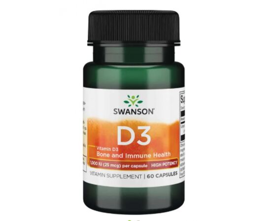 Купить Витаминный комплекс Vitamin D3 High Potency 1,000 IU (25 mcg) - 60 Caps - Swanson, фото , характеристики, отзывы