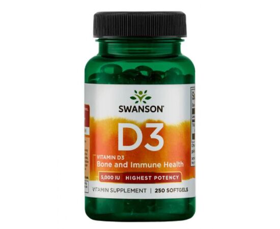 Купить Витаминный комплекс Vitamin D3 Highest Potency 5,000 IU - 250 Sgels - Swanson, фото , характеристики, отзывы