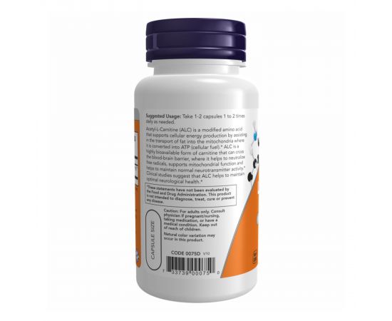 Придбати Acetyl L-Carnitine 500mg - 50 vcaps, image , зображення 3, характеристики, відгуки