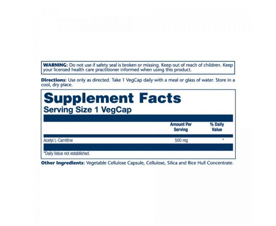 Придбати Acetyl L-Carnitine 500mg - 30 vcaps, image , зображення 2, характеристики, відгуки